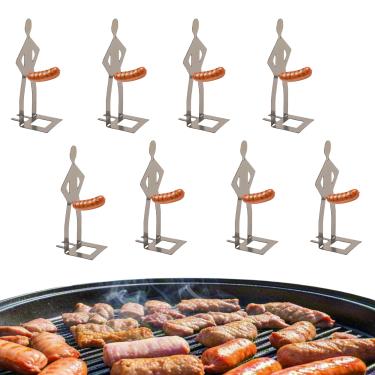 Imagem de natalieenati 8 peças de suporte engraçado para cachorro-quente para grelhar - torrador portátil de cachorro-quente - suporte reutilizável de aço inoxidável para salsicha - presentes de aniversário