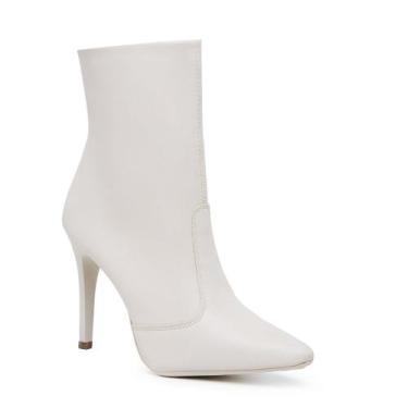 Imagem de Coturno Feminino Bota Bico Fino Salto Alto com Zíper Lateral - Novo Há