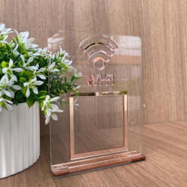 Imagem de Placa Qr Code Wifi personalizada  Suporte de Mesa display Elegante em 