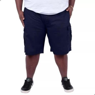 Imagem de Bermuda Cargo Masculina Plus Size Brim Com Elástico Casual - Grito Fin