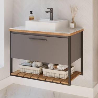 Imagem de Gabinete Suspenso para Banheiro 80cm com Cuba Metalon Caribe Mgm, GRAF