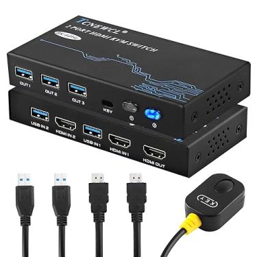 Imagem de TCNEWCL Switch Kvm 8K, 8K A 60Hz 4K 120Hz Hdmi 2.1 Usb 3.0 Para 2 Computadores, 1 Monitor E 3 Dispositivos, Cabos Acessórios Inclusos