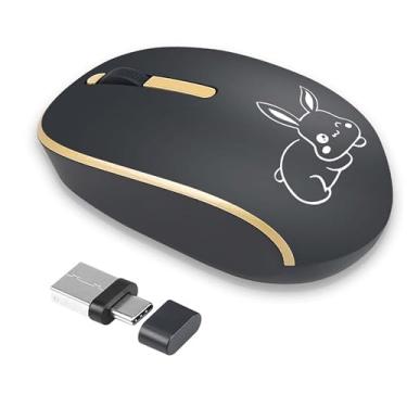 Imagem de Mouse sem fio, silencioso, portátil, leve, tipo C + USB A, interface dupla, plug and play, pequeno mouse óptico sem fio, 3 botões para celular, tablet, laptop, MacBook, PC, meninos, meninas, homem