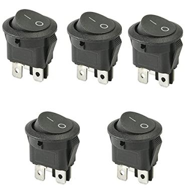 Imagem de Fielect Interruptor De Balancim Redondo Liga/Desliga 5 Peças 4 Pinos 250 V/6 A 125 V/10 Carro Barco Preto