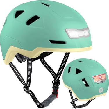 Imagem de XNITO Capacete de bicicleta com luzes LED – Capacete de bicicleta urbano para adultos, homens e mulheres – Certificado duplo CPSC e NTA-8776 – E-Bikes, Scooters, Onewheel, Montanha (Menta, Médio)