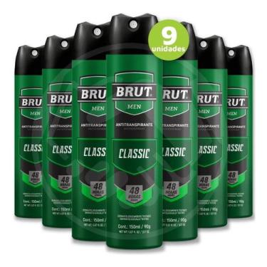 Imagem de Kit c/9 Unidades de Desodorante Aerosol Brut 150ml Men Classic