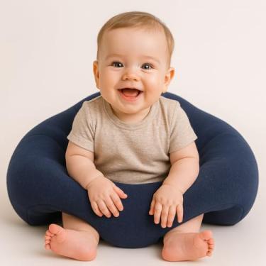 Imagem de Cadeira de sofá de Apoio para Assento Em Formato de Animal de Pelúcia para Hábitos de Sentar Corretos, Assento de Apoio Infantil Leve e Portátil, Pelúcia Macia para Manter(Azul Marinho)