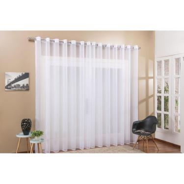 Imagem de Cortina Voil Transparente 7,00 X 2,50M Ihós Cromado Branco