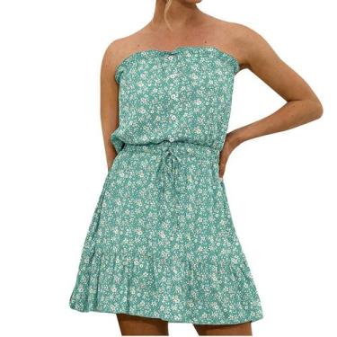 Imagem de Moda feminina verão sem alças sem mangas estampado sexy vestido casual