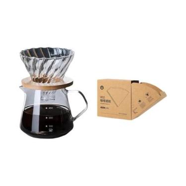 Imagem de Conjunto De Cafeteira De Vidro De 600ml E 300ml Com Jarra De Café E Fi