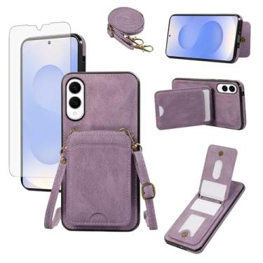 Imagem de Asuwish Capa de celular para Samsung Galaxy S25 Edge capa carteira com protetor de tela de vidro temperado e alça de pulso transversal de couro flip suporte para cartão de crédito celular S25Edge 25S