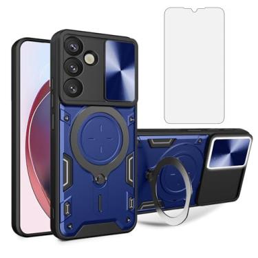 Imagem de Asuwish Capa de telefone para Samsung Galaxy S25 Plus S25+ 5G capa magnética para câmera deslizante com protetor de tela de vidro temperado e suporte de anel, acessórios para celular S25Plus 25S + S