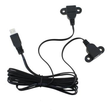 Imagem de MTQY Cabo de extensão preto USB 2.0 macho para fêmea dupla para móveis, mesa de cabeceira, sofá, porta de carregamento de carro elétrico, cabo de montagem em painel com orifício de parafuso de 1,5 m