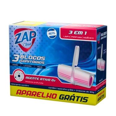 Imagem de Bloco Sanitário Desodorizador Lavanda Pinho E Jasmin 3 Em 190 Gramas Higieniza Perfuma E Limpa Agente Ativo O2