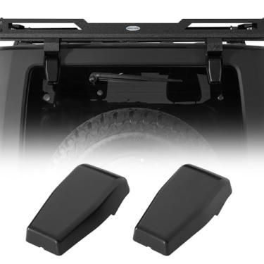 Imagem de Hooke Road Capas de dobradiça de janela traseira Wrangler JK para Jeep Wrangler JK JKU 2/4 portas 2007-2018, tampa de dobradiça esquerda e direita de vidro acessórios de substituição preto - 2 peças