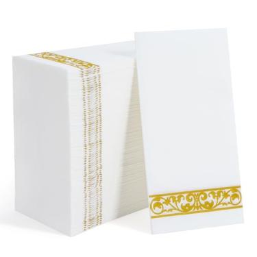 Imagem de Goldclean Guardanapos de banheiro descartáveis, toalhas de papel com toque de linho de 30 x 43 cm, guardanapos de festa macios e absorventes toalhas de mão para banheiro, cozinha, festas, casamentos