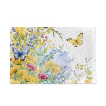 Imagem de WELLDAY Quebra-cabeça flores e borboleta 500 peças grande jogo de arte para adultos adolescentes