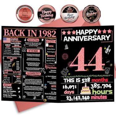 Imagem de Joycard Cartão de aniversário de 44 anos para mulheres, cartão de casamento para esposa, presentes de decorações de casamento doces para casal, perfeito para ela no dia de aniversário, em 1982