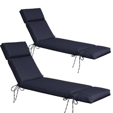Imagem de Jadoxy Conjunto de 2 almofadas de espreguiçadeira resistentes à água e ao desbotamento, almofadas de substituição para espreguiçadeiras para pátio, piscina, varanda, terraço, gramado (70,5 x 22,3 x