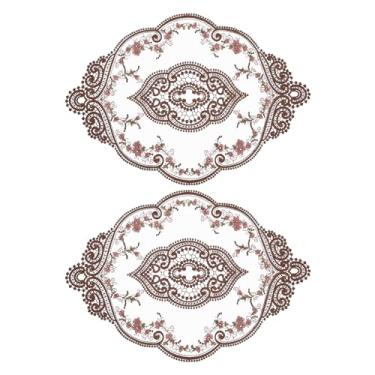 Imagem de Jogo americano retrô de renda 30,5 x 43,2 cm, oval, bordado, tapetes de mesa de crochê francês, porta-copos para casa, casamento, café