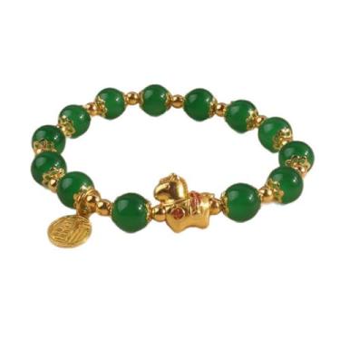 Imagem de 2026 Pulseiras com pingente de cavalo de cristal colorido com pingente de cavalo de cristal do zodíaco chinês proteção Feng Shui amuleto da sorte pulseiras elásticas presente de ano novo para mulheres