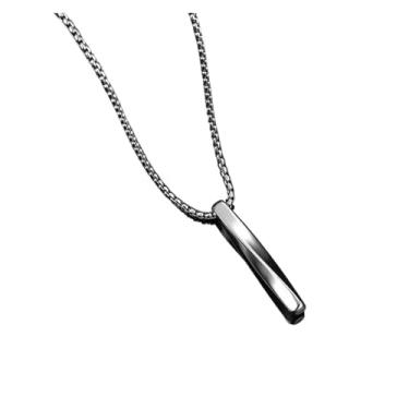 Imagem de Colar com pingente retangular masculino moderno simples corrente de aço inoxidável colar masculino presente acessórios versáteis, One Size, Ágata