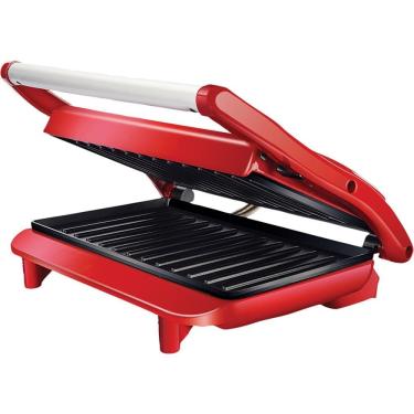 Imagem de Grill Elétrico Lenoxx Panini Life Inox PGR155 com Coletor de Gordura Vermelho 127V