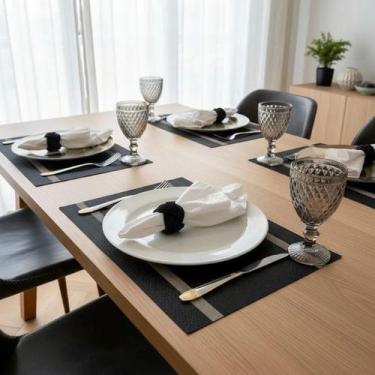 Imagem de Kit 4 Jogo Americano Elegance Sousplat Mesa Jantar PVC - Margex, Preto