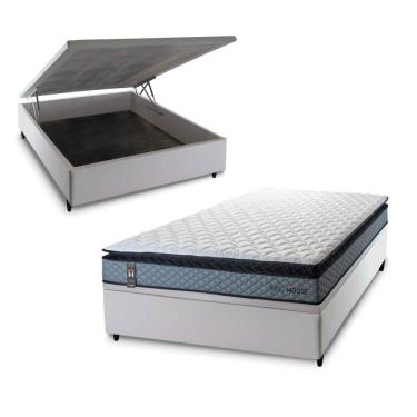 Imagem de Cama Box Baú Chicago 138x188 Branco Espuma D33 King House