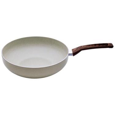 Imagem de Panela Wok Multiflon de Alumínio Antiaderente Petra Bege 28cm, Bege