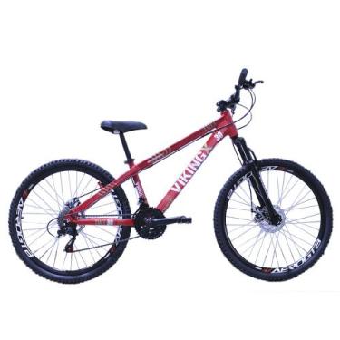 Imagem de Bicicleta Vikingx Aro 26 Câmbios Importado 21V Aero Vermelho Neon