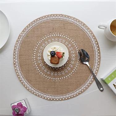 Imagem de GUIPAIHAI Almofada resistente ao calor para copos, tapetes de fibra de forma redonda para tigelas e pratos, decoração de mesa de casa, acessórios de cozinha (cor: estilo E)