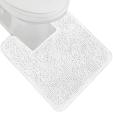 Imagem de GORILLA GRIP Tapete de banho de chenille felpudo absorvente de pelúcia para base quadrada de vaso sanitário com suporte de borracha, tapetes laváveis à máquina, tapetes de contorno de microfibra macia