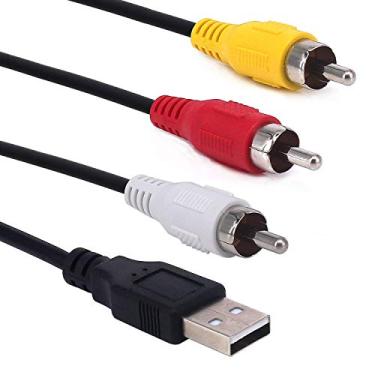 Imagem de Haokiang Cabo adaptador composto de 1,5 m USB para 3 RCA áudio vídeo AV (USB macho/3 RCA macho)