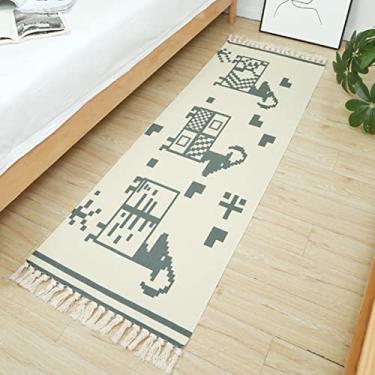Imagem de Tapete corredor de cozinha tapetes de corredor de fazenda com borlas lavável tecido tribal tapete de acento para pia de cozinha/sala de estar/quarto 50 x 81 cm
