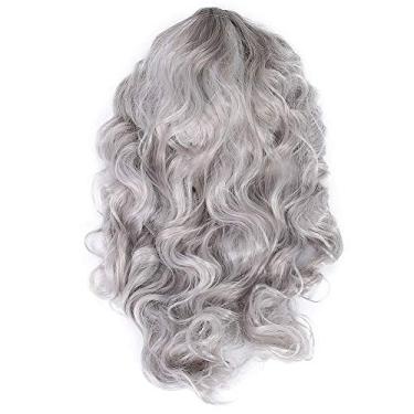 Imagem de Perucas Cosplay Cinza Prata Encaracolado Natural Para Menina, Perucas De Cabelo Sintético Resistente Ao Calor Para Condicionadores