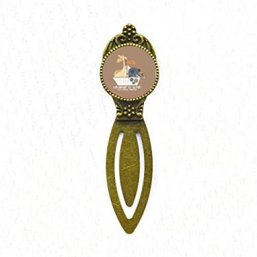 Imagem de Girafa elefante desenho animal marrom marcador de página retrô escritório etiqueta marcador de página