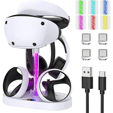 Imagem de Estação de carregamento para controlador PS VR2, suporte de carregador de controlador rápido e suporte de fone de ouvido para acessórios Playstation VR2