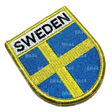 Imagem de BP0087EV 01 BR44 Bandeira Suécia Patch Bordada Fecho Contato Gancho