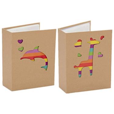 Imagem de IMIKEYA Álbum de fotos de desenho animado arco-íris 2 peças Álbum de fotos simples para decoração de casa (girafa, estampa de golfinho)