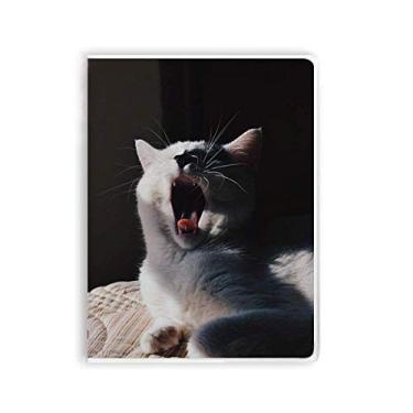 Imagem de Caderno de fotos de gatos de bocejar, capa de goma para diário de capa macia