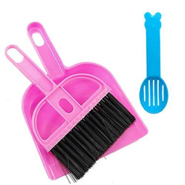 Imagem de Conjunto de 3 minipochetes e vassouras Yu-Xiang, pacote com 3, indiana de porco clássico Besom Chinchillas Sweeper Cage Clean Hedgehogs Scooper para animais pequenosYu-Xiang rosa