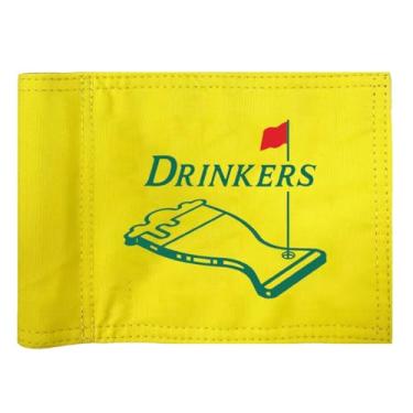 Imagem de Bandeira de golfe 20 x 15 cm – 420D nylon dupla face mini pin bandeira com inserção de tubo, prática colocar bandeiras verdes para quintal (bebedores - amarelo)