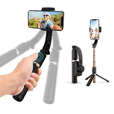 Imagem de Estabilizador Gimbal com bastão de selfie para iPhone: Gimble portátil portátil com tripé e controle remoto para câmera de celular e smartphone Samsung Android, gravação de vídeo e vlogging no Tiktok