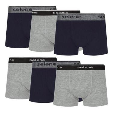 Imagem de Kit 6 Cuecas Boxer Infantil Criança Box Algodão Selene, Preta e cinza,