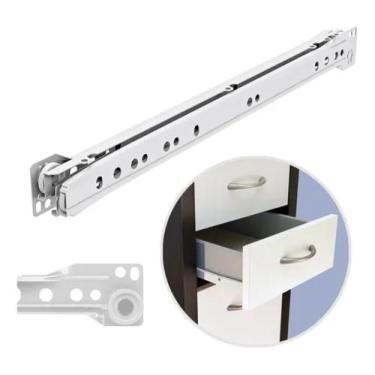 Imagem de Corrediça P/ Gaveta 50cm Branco Trilho 1 par - LOJA & CIA