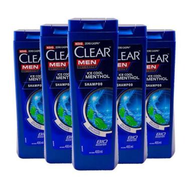 Imagem de Kit com 5 Shampoos Clear Anticaspa Ice Cool Menthol Bio-booster Uso Di