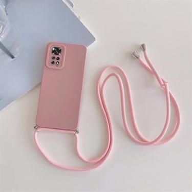 Imagem de Capa de silicone com cordão transversal para Xiaomi Redmi Note 10, 9, 8, 7, 11 Pro, 4G, 11Pro, 5G, Note11, Note10 S, 11S, 10Pro 5G, GS, rosa, para Redmi Note 10 5G