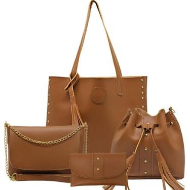 Imagem de Kit Bolsa Feminina + Bolsa Balada + Necessaire + Bolsa Saco + Bolsa Sa