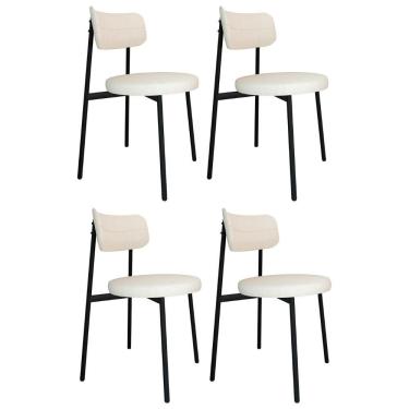 Imagem de Cadeira De Jantar Estofada Kit 4 Nyka M25 Linho Palha - Mpozenato